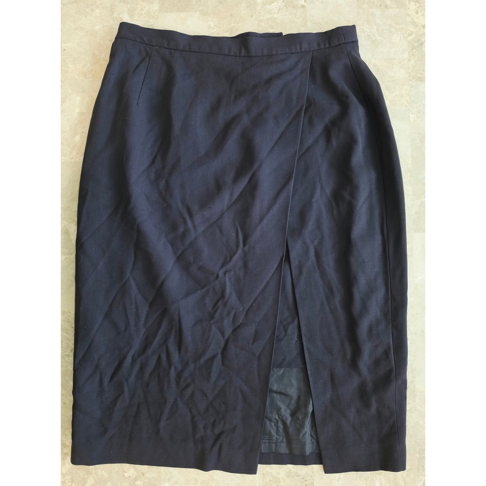 Vintage Escada Margaretha Ley Black Pure Wool Faux Wrap Pencil Skirt Size 40